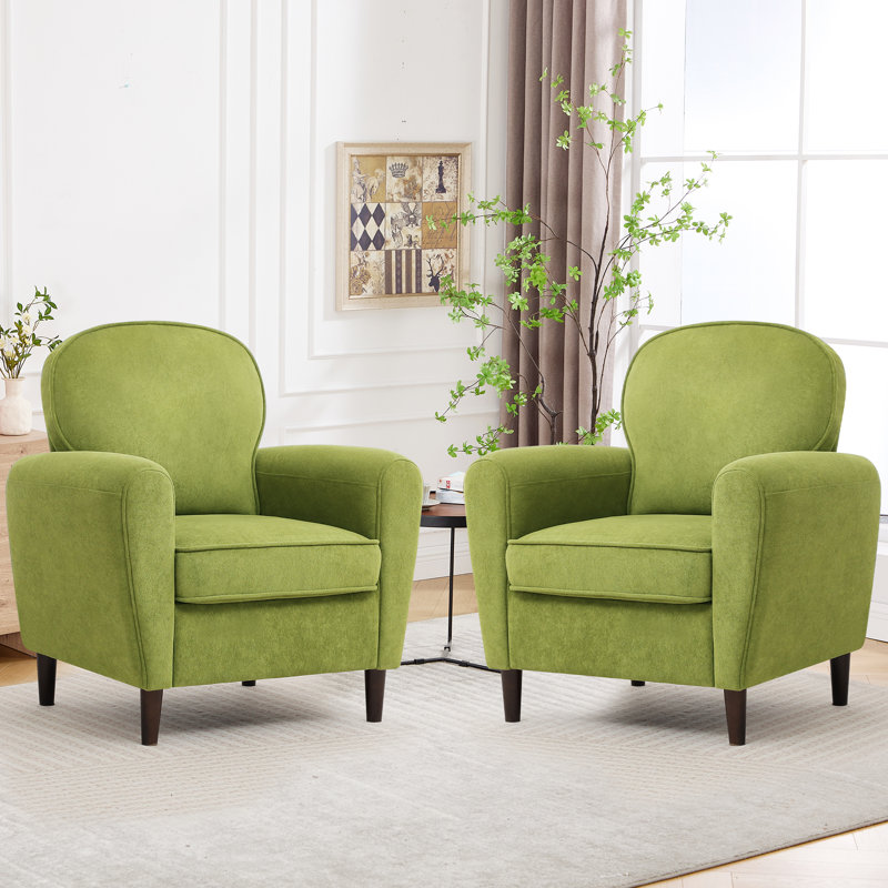 Fauteuil rembourré avec pieds en bois, Vert