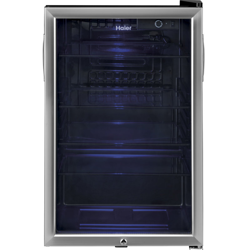 Compact Stainless Steel Freestanding Beverage Cooler with Glass Door