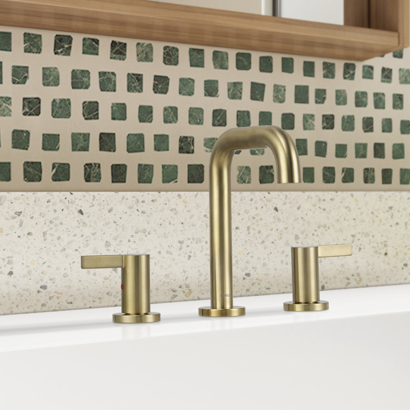 Robinet de salle de bain surdimensionné à 2 poignées avec conduites d'alimentation en eau, Or brossé
