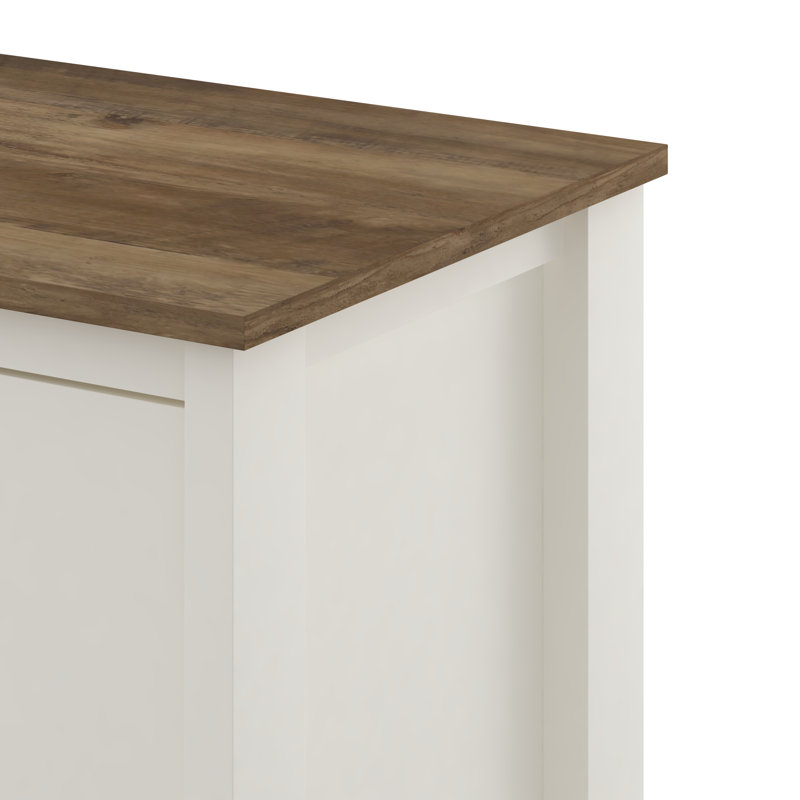 Isenbert 6 Drawer 47.2" W Standard Dresser, Ivory/Knotty Oak