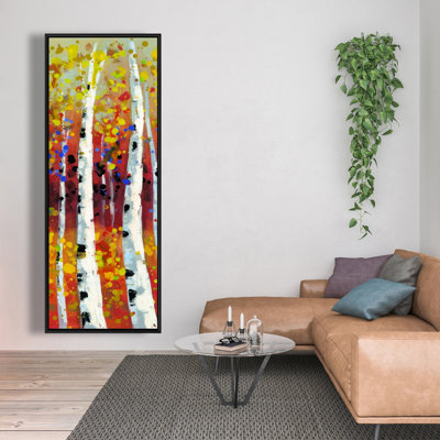 Impression de bouleaux colorés sur toile