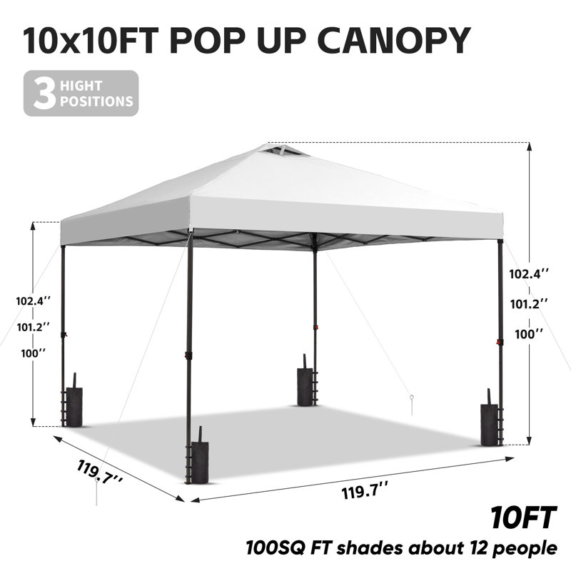 10 pi. L 10 pi. D Auvent escamotable en métal, Blanc