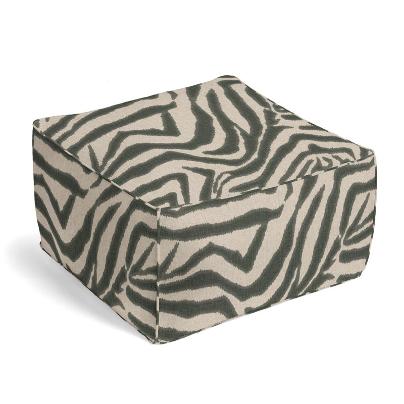 Upholstered Pouf, Steel Cotton Blend/Rayon/Viscose