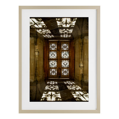 Sunlit Architecture Reflection Framed Print Under Glass, design by Robin Vandenabeele