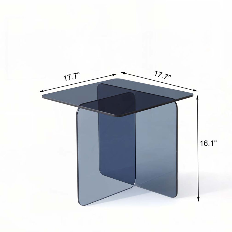 Table d'appoint en verre trempé fumé, petite table de thé, table de chevet gris, Gris fumée