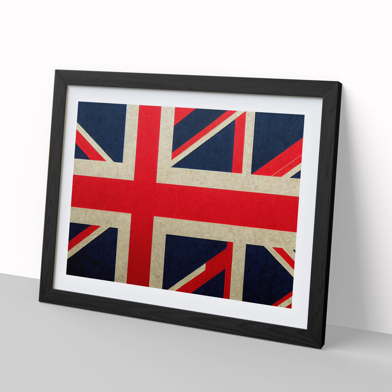 Abstract Union Jack Flag Vol.2 - Framed Print, 34cm H x 46cm W x 2cm D, Black Framed