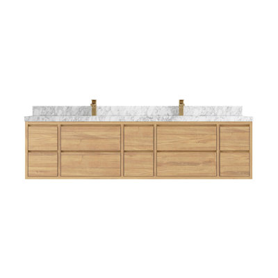 Teck flottant Cadge X P 22 po De meuble-lavabo double D Marbre de Carrare