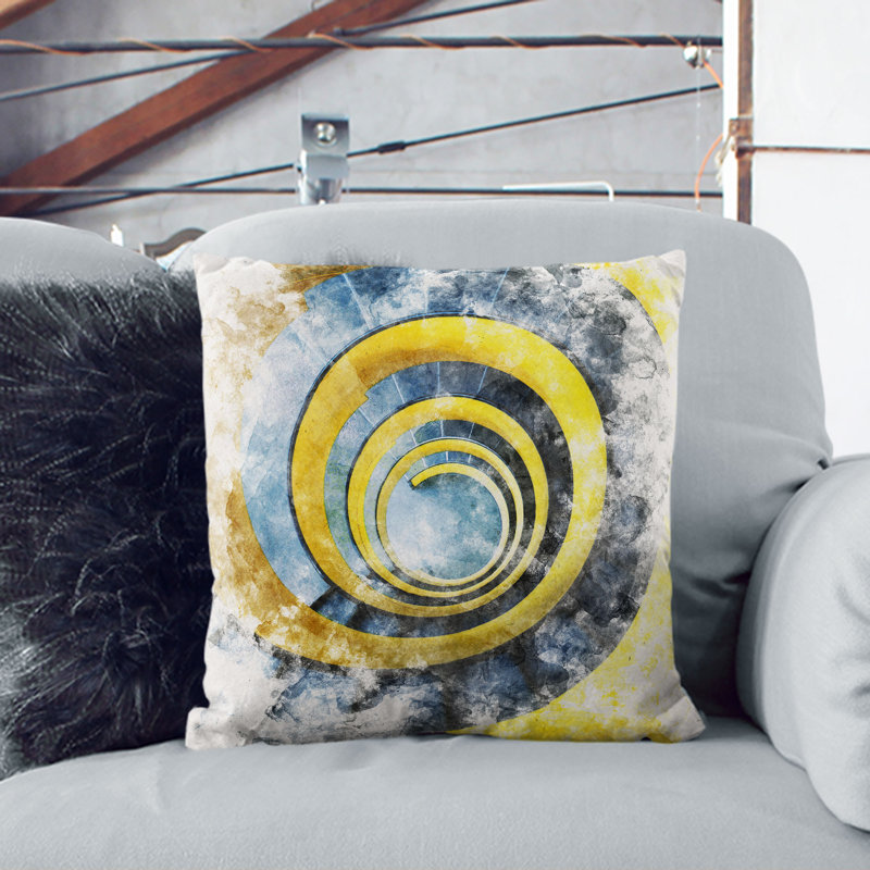 Square Throw Cushion, 40 x 40 cm, Gold/Blue/White