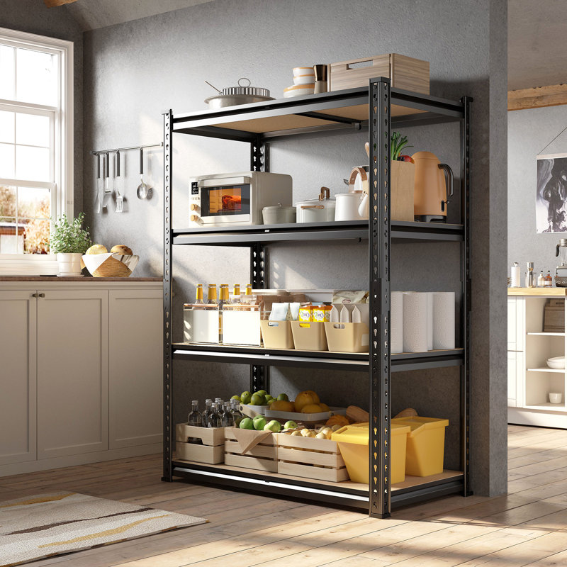31.5"w Heavy-duty Steel Storage Shelving Unit With Rolled Edges, Adjustable Garage Shelving Unit For Garage, Basement, Pantry, Kitchen