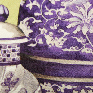 Vase Throw Pillow, Purple/Yellow