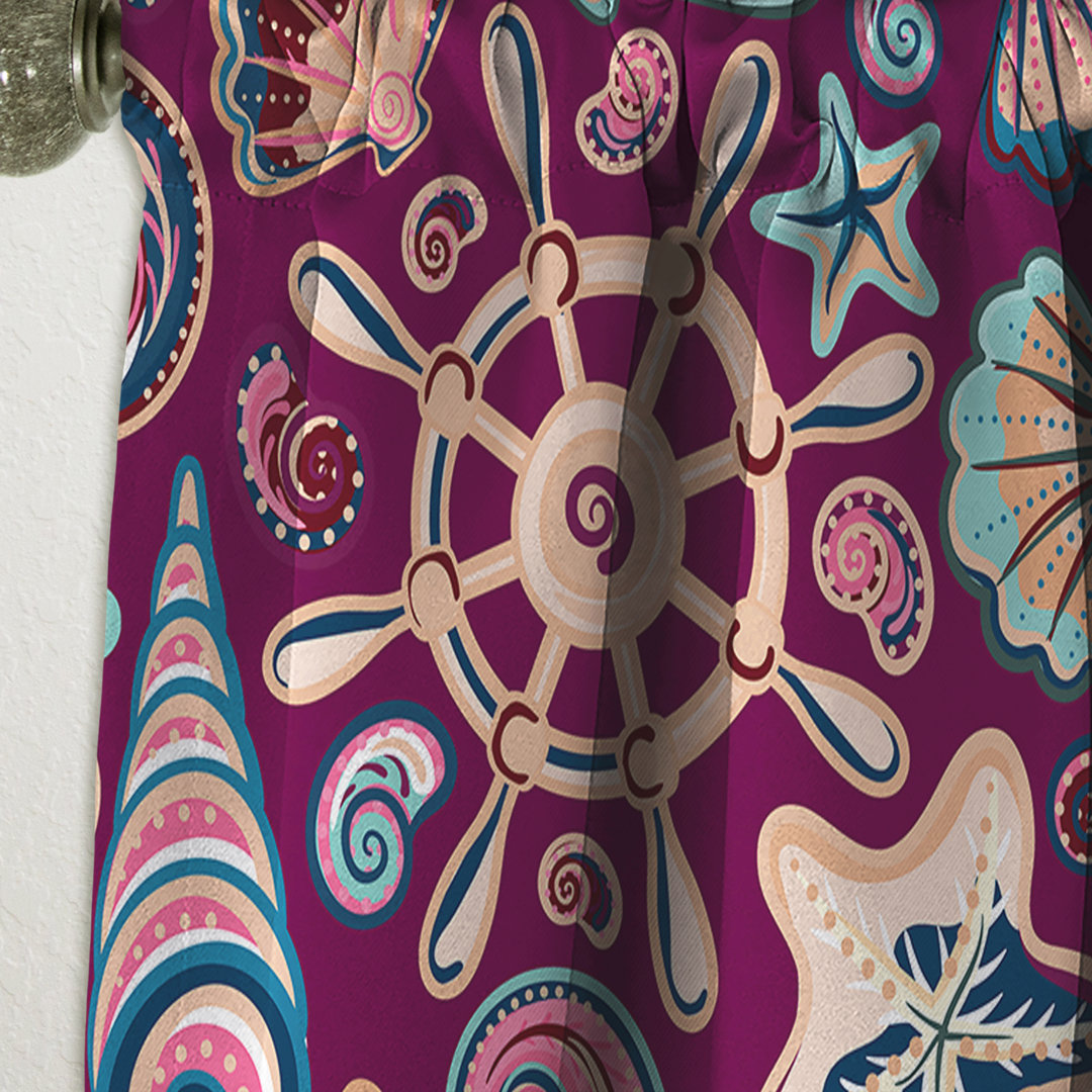 Purple Sea Shells - Nature Coastal Blackout Curtain Single Panel East Urban Home Size per 