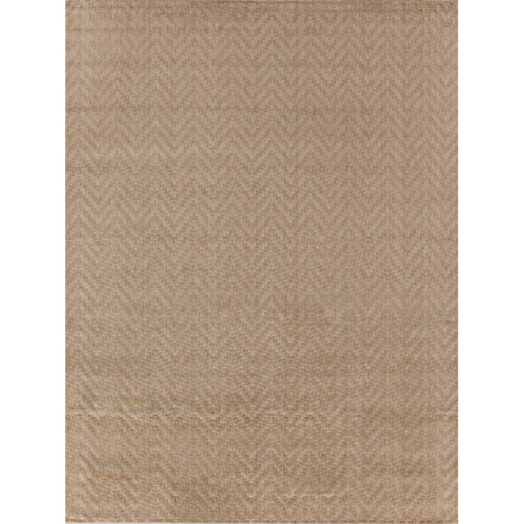 Demani Wool Chevron Area Rug in Straw