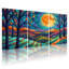 Paysage abstrait avec lune et arbres, reproduction d'art sur toile tendue sur toile, ensemble de 3-251469203