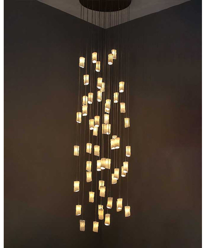 Lustre rectangulaire en porcelaine amorphe, H 72 po x l 30 po x P 12 po, 19 - Lumière