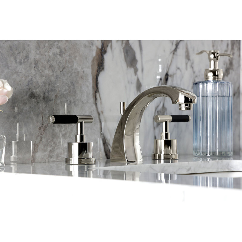 Kaiser Widespread Bathroom Faucet with Drain Assembly, Polished Nickel