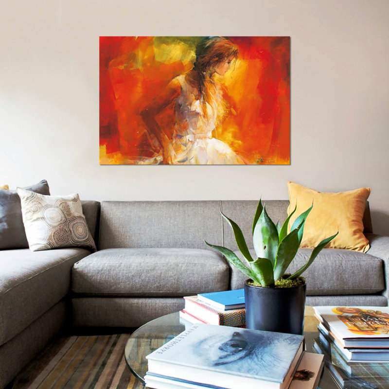 « young fille i », impression sur toile, H 12 po x l 18 po x P 1,5 po, Toile tendue, Pas de tapis