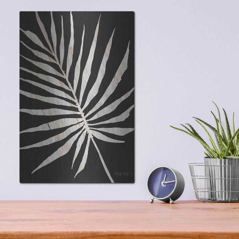 «Palm Frond Wood Grain IV» par Cindy Jacobs, art mural en métal, H 16 po x l 12 po