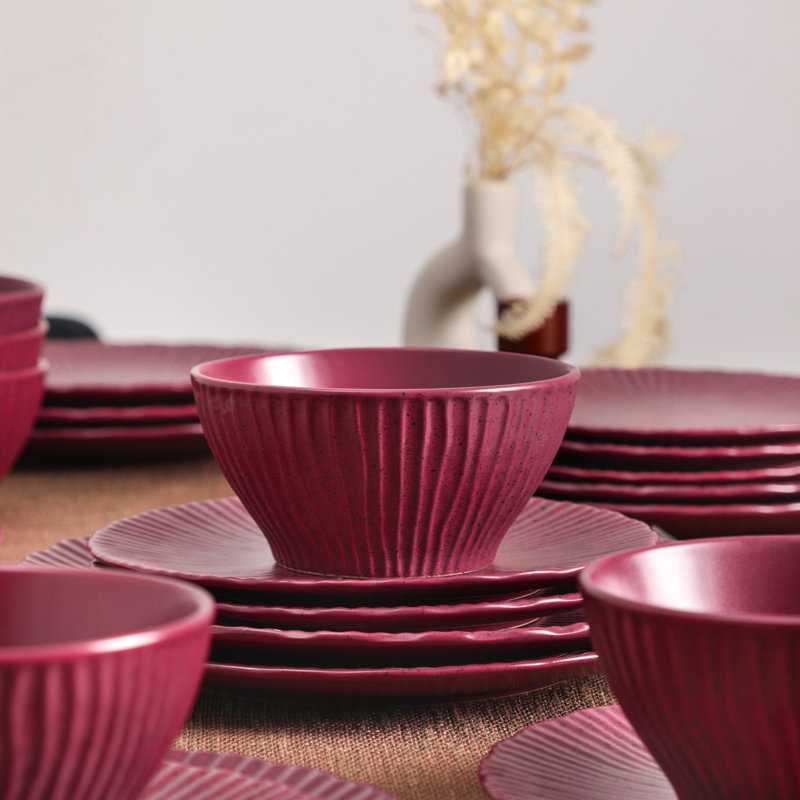 Stone Lain Arlo 24-Piece Dinnerware Set Stoneware, Burgundy
