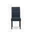 L'ensemble de table de salle à manger 3 pièces comprend une table en bois et 2 chaises de salle à manger en tissu polyester bleu marine foncé avec dossier élégant - finition noire-2083480415-2083480413-2117897161