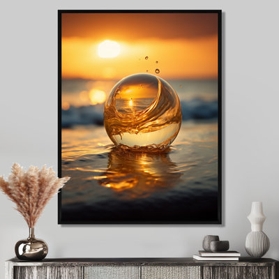 Coucher de soleil sur une goutte d'eau