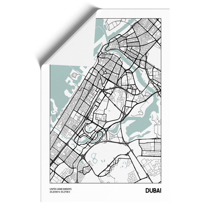 Map Dubai UAE - Frameless Print, 59cm H x 42cm W x 0.1cm D