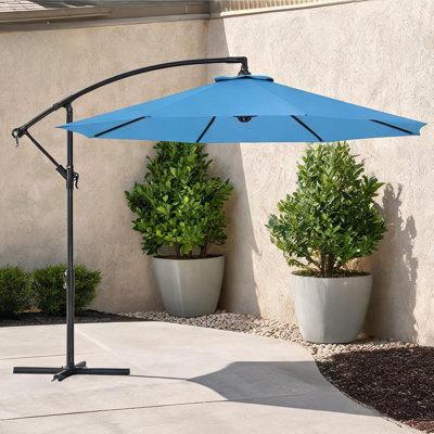 Parasols et accessoires de parasol avec tissu bleu acier et polyester et conception ajustable de 10 pi