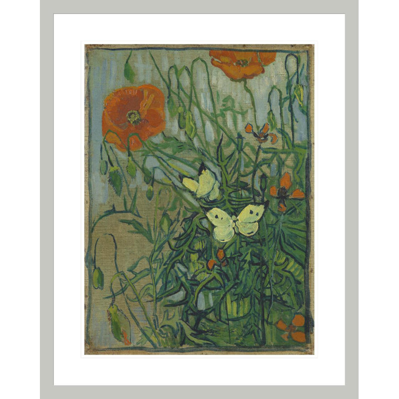 «Butterflies and Poppies» par Vincent van Gogh, impression giclée encadrée, 29.45" H x 23.5" W