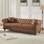 Canapé Chesterfield 3 places en tissu technique de salon avec accoudoirs roulés, boutons et 2 coussins pour un confort élégant-1566959536