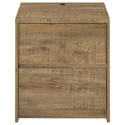 Table de chevet à 2 tiroirs Geary Mango avec lumières DEL et USB