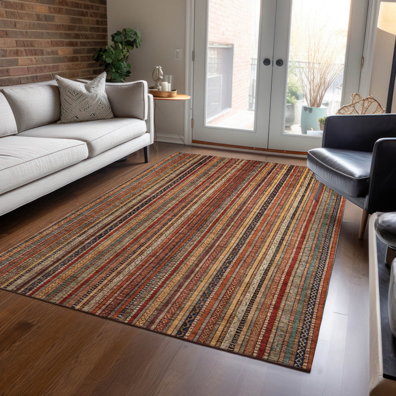 Tapis paprika intérieur / extérieur lavable à la machine Claudian ACN1654, Rectangle 10 pi x 14 pi