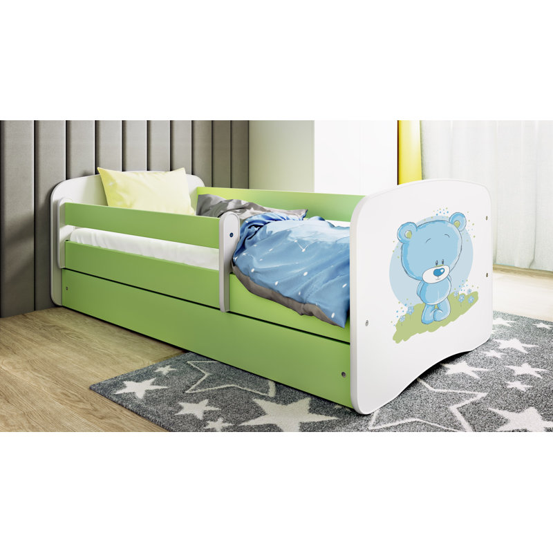 Cicero Drawer Convertible Bed and Mattress, Green, Toddler (81 x 145 cm)