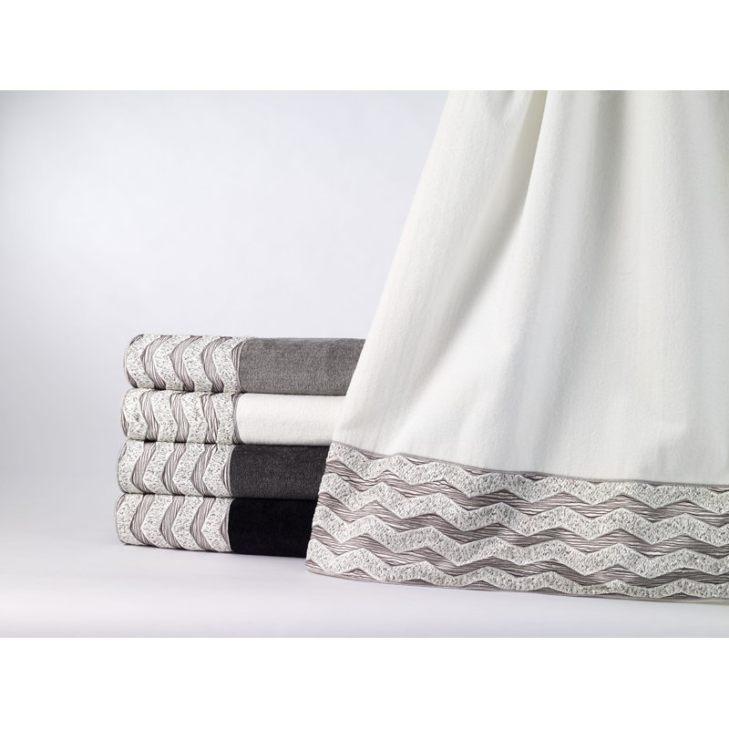White and Grey Chevron Cotton Washcloth Set