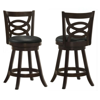 Tabouret pivotant à hauteur de comptoir cappuccino et noir (ensemble de 2)