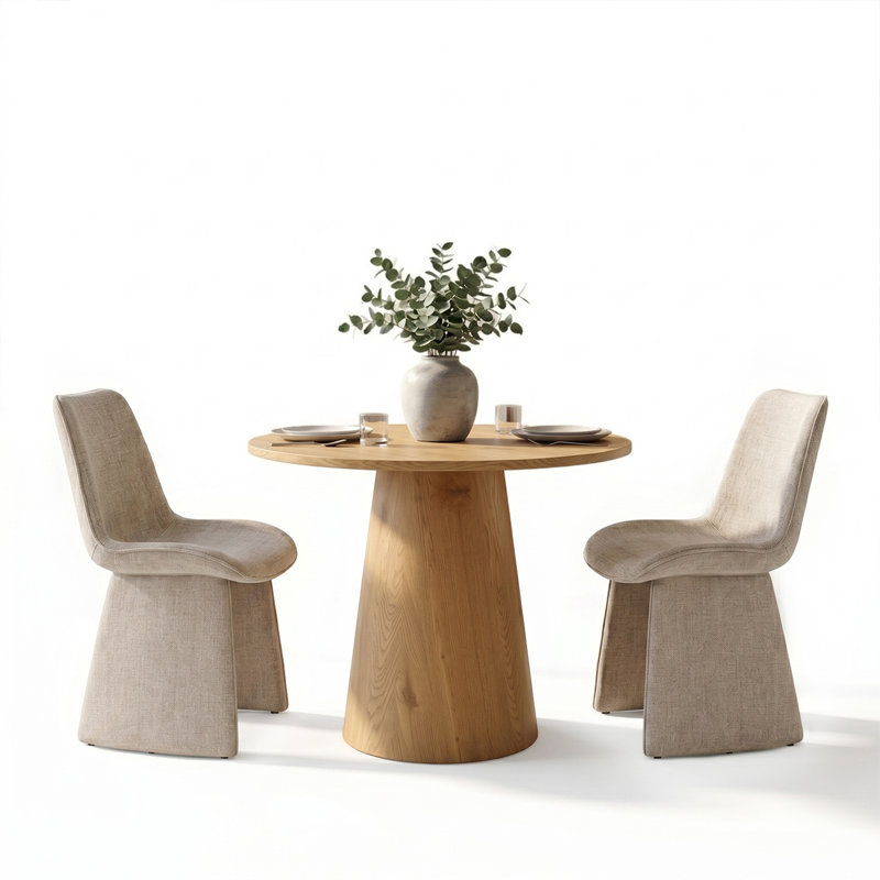 Ensemble de table de salle à manger 3 pièces pour 2 personnes avec chaises rembourrées Blanchard, Khaki