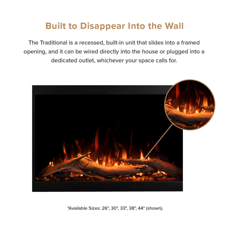 Highmark Traditional Electric Fireplace Insert Heater, WiFi, Google & Alexa Compatible, Logs & Crystals, 38" W
