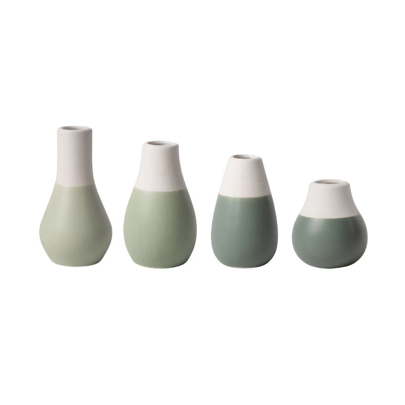 Pastel Two-Tone Mini Vases - Set of 4, Green
