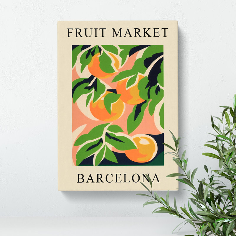 Orange Barcelona Fruit Market - Wrapped Canvas, 60cm H x 40cm W x 3cm D