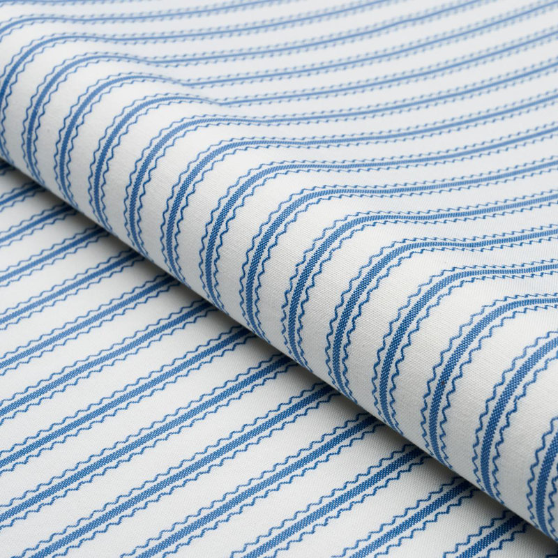 Tissu à rayures Schumacher x Mark D. Sikes Birdie, Indigo