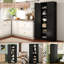 Armoire de cuisine 72 po en métal noir avec portes, 5 tablettes réglables, assemblage sans outils pour le garde-manger, la cuisine et la salle de bain