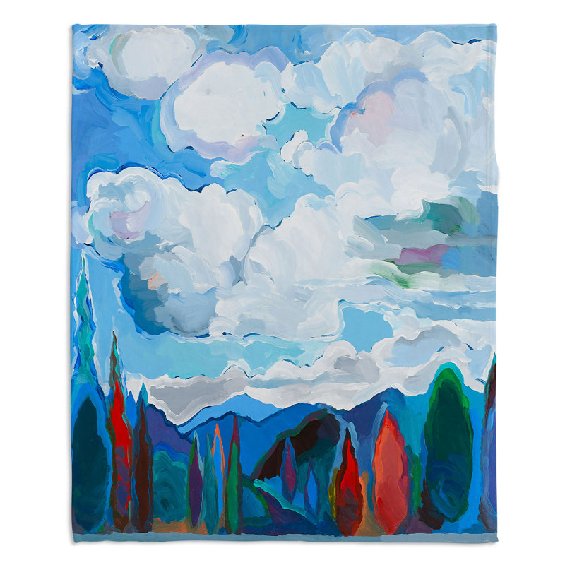 Couverture en sherpa couleur et nuages, l 51 po x L 60 po