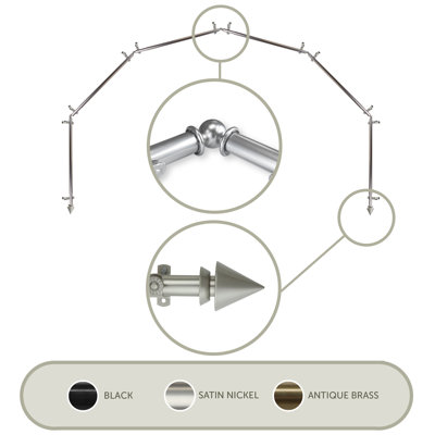 Adjustable 0.81" Bay Window Single Curtain Rod