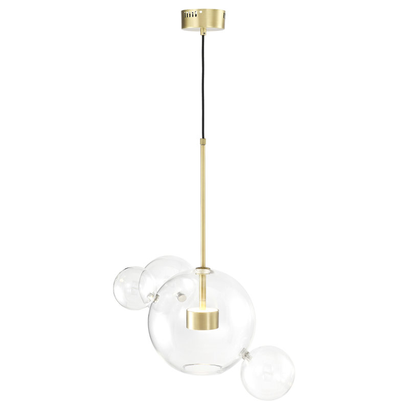 2 - Light Dimmable LED Globe Chandelier, Gold