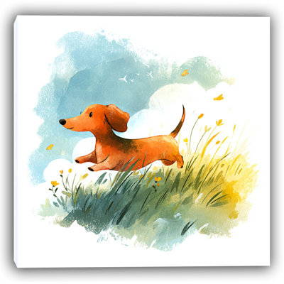 Art mural sur toile Hillside Run Dachshund
