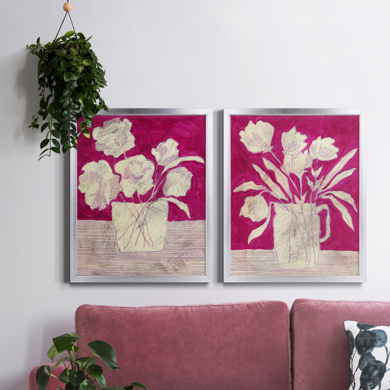 Fuchsia Arrangement I, toile encadrée de qualité supérieure - prête à être accrochée