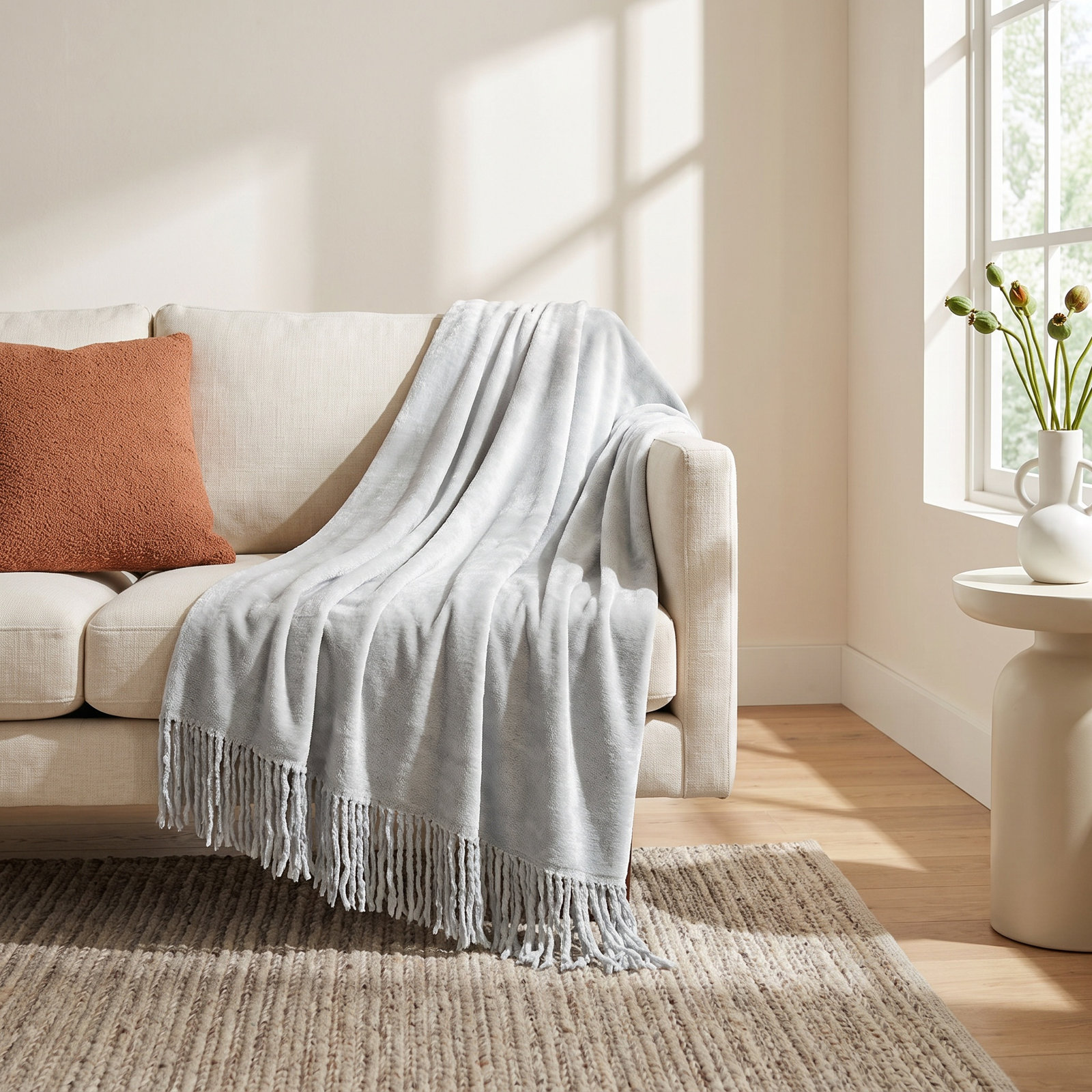 Adonia Silk Throw Blanket, Blue
