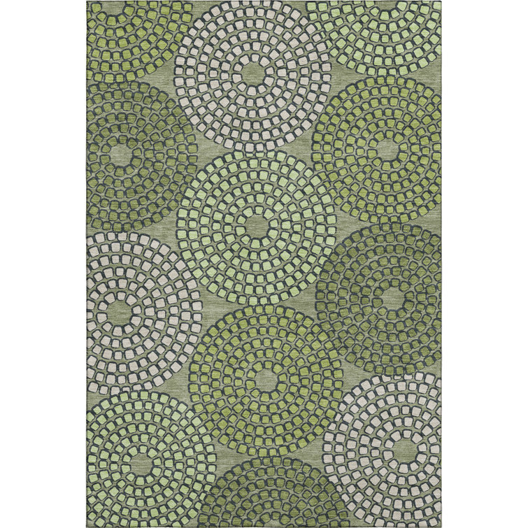 Premium Machine Washable Prisco Olive Rug