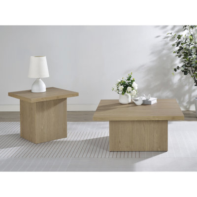Engineered Wood Square Latte - Colored Cocktail Coffee Table For Contemporary Interiors With Organic Look Brown Grain And Box Style Support