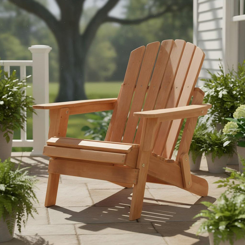 Grande chaise Adirondack pliante pré-assemblée en sapin de Chine - capacité de 330 lb, Marron clair