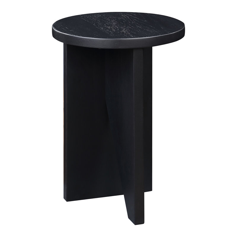 Shayne Solid Wood Abstract End Table, Black