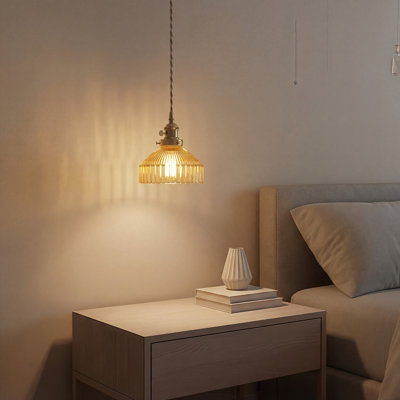 1-Golden brown glass dimmable pendant light
